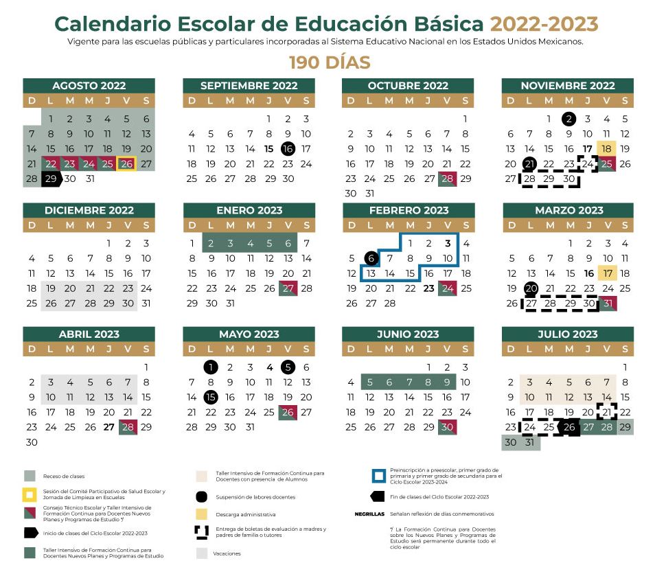 Estos son los calendarios para el ciclo escolar 2022-2023 en México